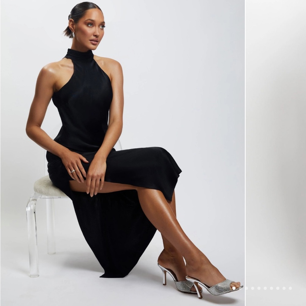 meshki claire satin backless maxi black dress